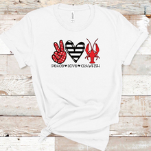 Load image into Gallery viewer, Peace Love Crawfish w/ Stripe Heart