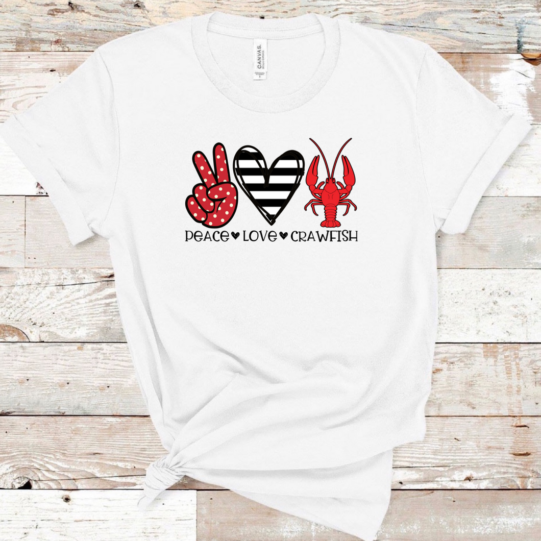Peace Love Crawfish w/ Stripe Heart