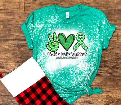 Peace. Love. Warrior. #CerebralPalsy (green polka dots) - Acid Wash Green