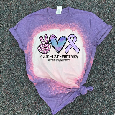 Peace. Love. Preemies. #Prematurity (lavender polka dots) - Acid Wash Purple