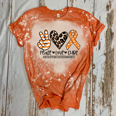 Peace. Love. Cure. #HirschsprungsDisease (orange polka dots) - Acid Wash Orange