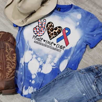 Peace. Love. Cure. #CongenitalHeartDefect (red & blue) - Acid Wash Royal Blue