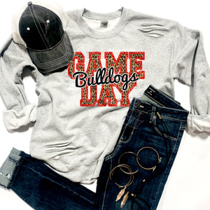 Bulldogs Game Day w/ Black & Red Leopard Print - 5 Style Options