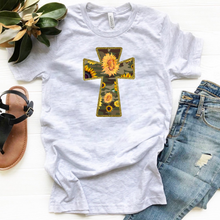 Load image into Gallery viewer, Camo Cross &amp; Sunflowers - T-Shirt / Sweatshirt Unisex Sizing