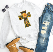 Load image into Gallery viewer, Camo Cross &amp; Sunflowers - T-Shirt / Sweatshirt Unisex Sizing