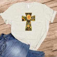 Load image into Gallery viewer, Camo Cross &amp; Sunflowers - T-Shirt / Sweatshirt Unisex Sizing