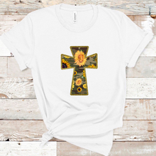 Load image into Gallery viewer, Camo Cross &amp; Sunflowers - T-Shirt / Sweatshirt Unisex Sizing