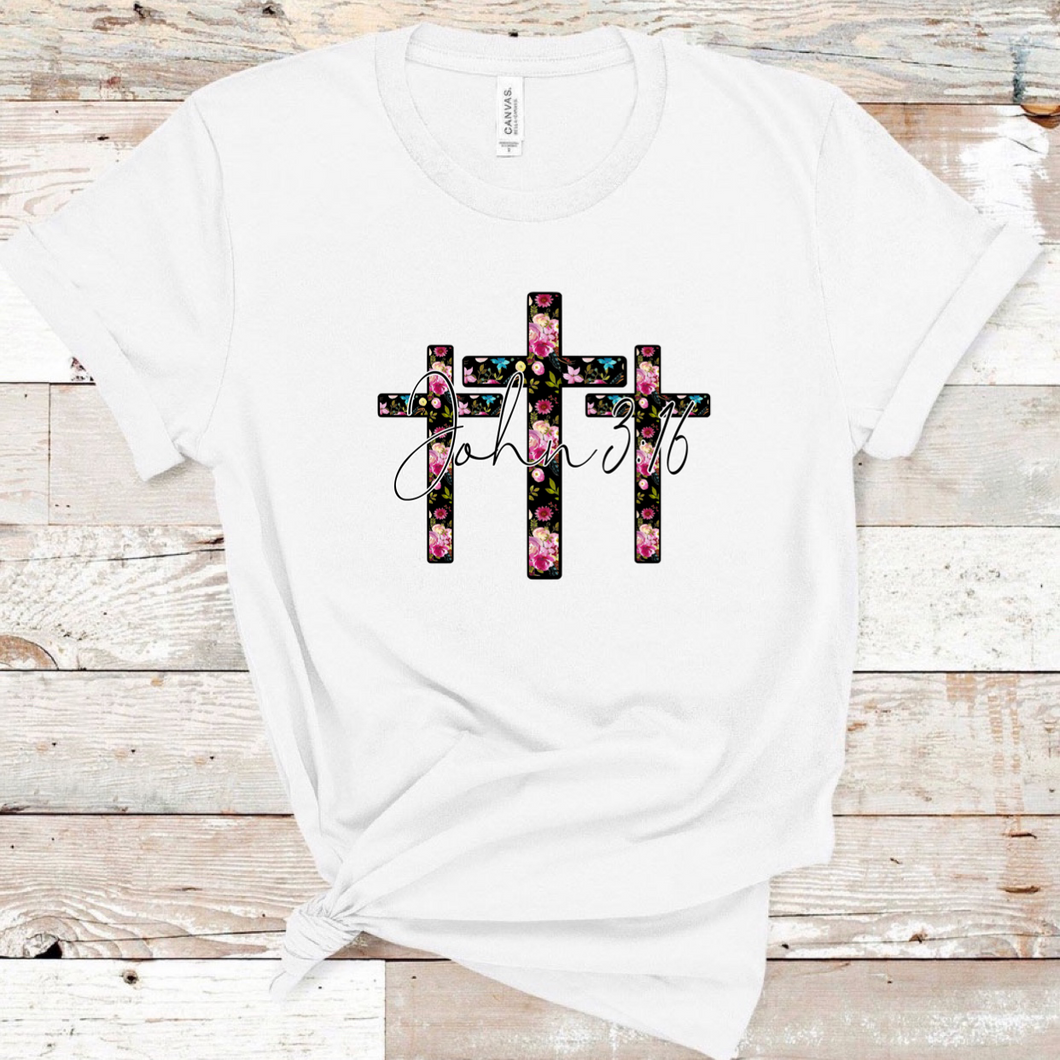 3 Floral Crosses - John 3:16