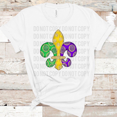 Fleur De Lis - Mardi Gras - White Tee