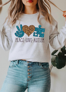 Peace Love Autism w/ Leopard & Glitter Print