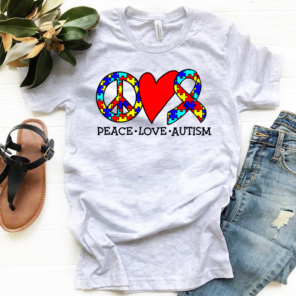 Peace Love Autism w/ Puzzle Pieces