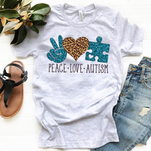 Load image into Gallery viewer, Peace Love Autism w/ Leopard &amp; Glitter Print