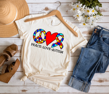 Load image into Gallery viewer, Peace Love Autism w/ Puzzle Pieces