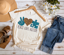 Load image into Gallery viewer, Peace Love Autism w/ Leopard &amp; Glitter Print