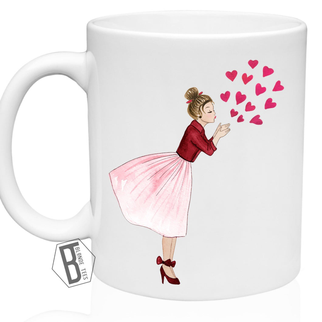 Cute Lady Blowing Kisses - 11oz Mug