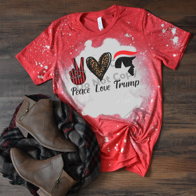 Peace Love Trump w/ Leopard - Acid Wash Red