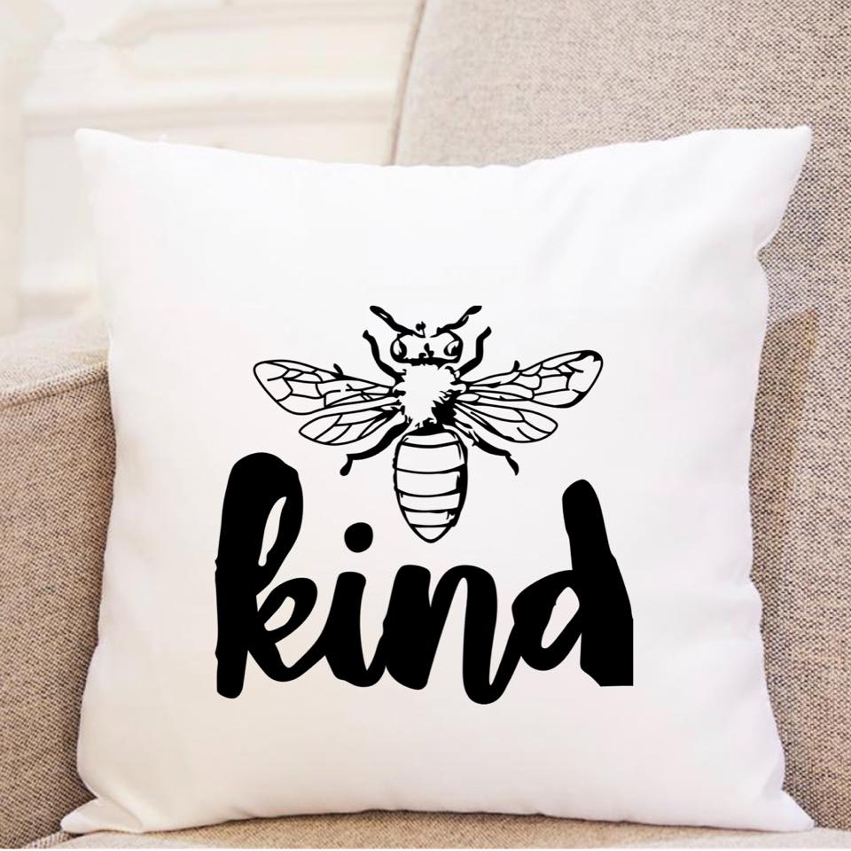 Bee Kind w/ Black Print - Pillow