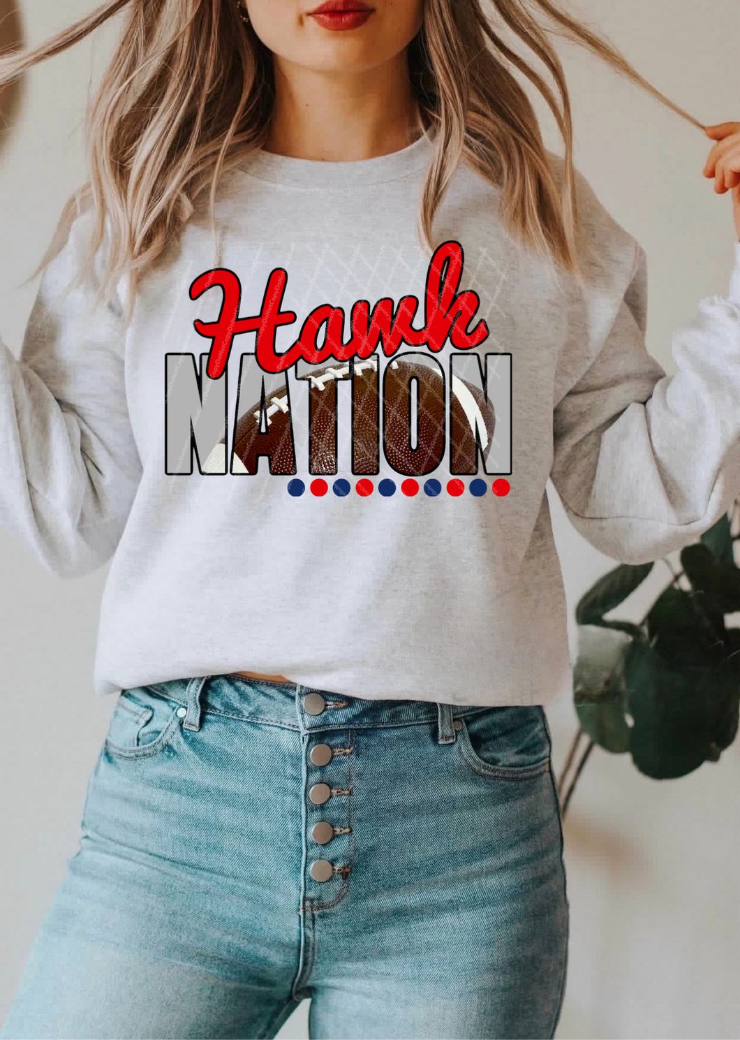 Hawk Nation w/ Red & Blue & Real Football - 10 Color Options