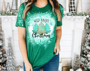 Wild About Christmas - Trees w/ Turquoise Leopard & No Border (Design 1)