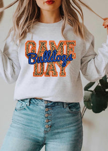 Bulldogs Game Day w/ Blue & Orange Leopard - 12 Style Options