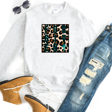 FORGIVEN w/ Teal Cross & Leopard Print - T-Shirt / Sweatshirt Unisex Sizing