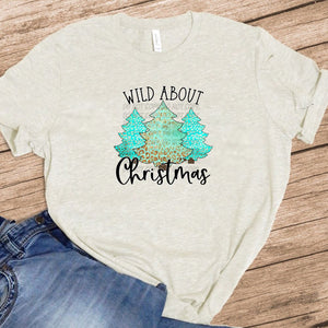 Wild About Christmas - Trees w/ Turquoise Leopard & No Border (Design 1)