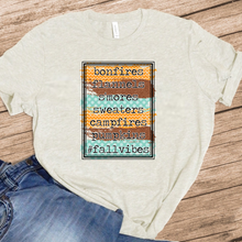 Load image into Gallery viewer, Fall Vibes - Bonfires Flannels Smores Sweaters Campfires Pumpkins