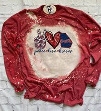 Load image into Gallery viewer, Peace Love Braves w/ Glitter Heart