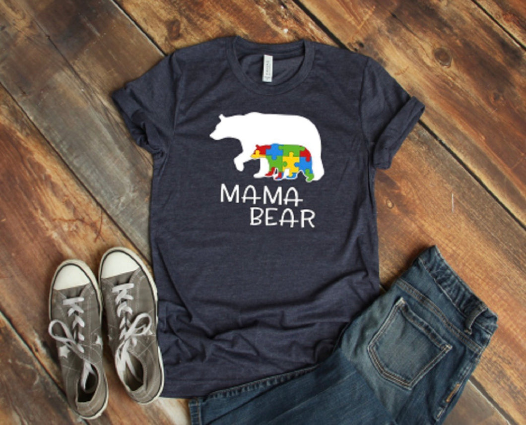 Autism - MAMA Bear - White Ink