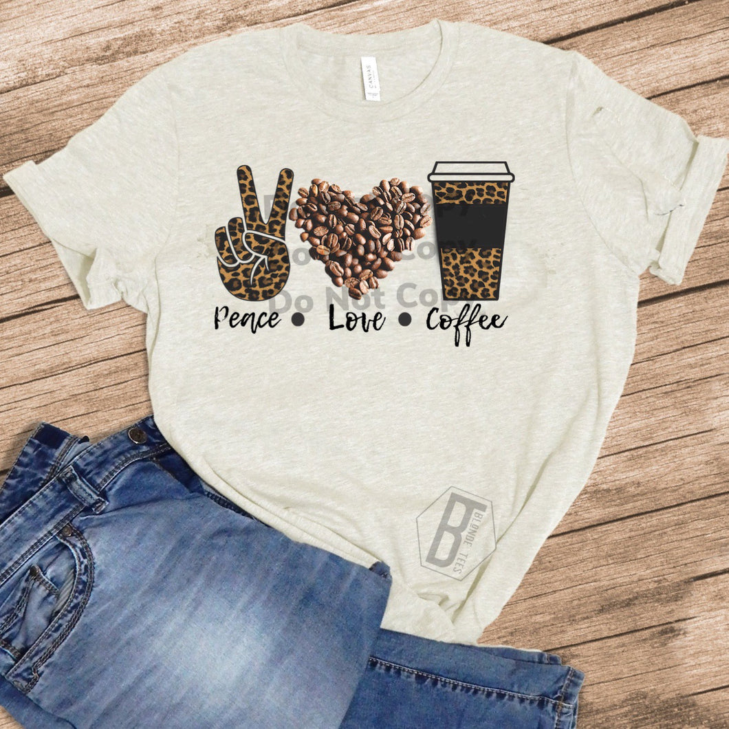 Peace Love Coffee w/ Leopard - Oatmeal