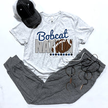 Load image into Gallery viewer, Bobcat Nation w/ Football - Blue &amp; White Text - 13 Color Options