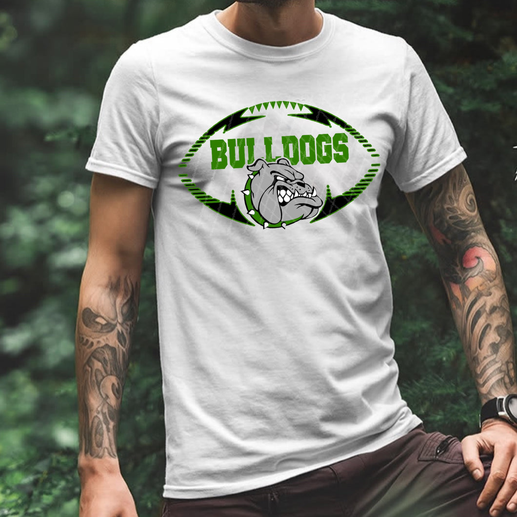 Bulldogs Football w/ Green & Black Print / Football Logo - 15 Color Options