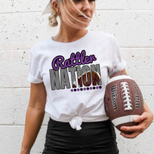 Load image into Gallery viewer, Rattler Nation w/ Football - Purple &amp; Black Text - 12 Color Options