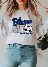 Load image into Gallery viewer, Blazer Nation w/ Soccer - Blue &amp; Black Text - 12 Style Options