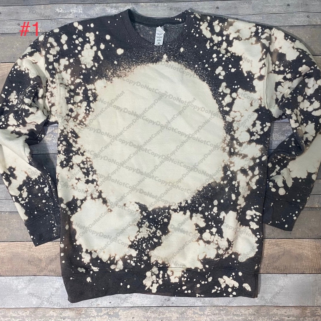 Blank- Acid Wash Large Splatter Black Crewneck Sweatshirt