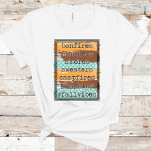 Load image into Gallery viewer, Fall Vibes - Bonfires Flannels Smores Sweaters Campfires Pumpkins