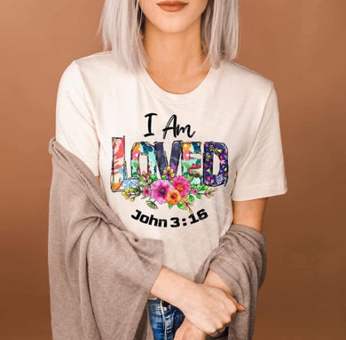 I Am Loved - John 3:16 - Floral Print