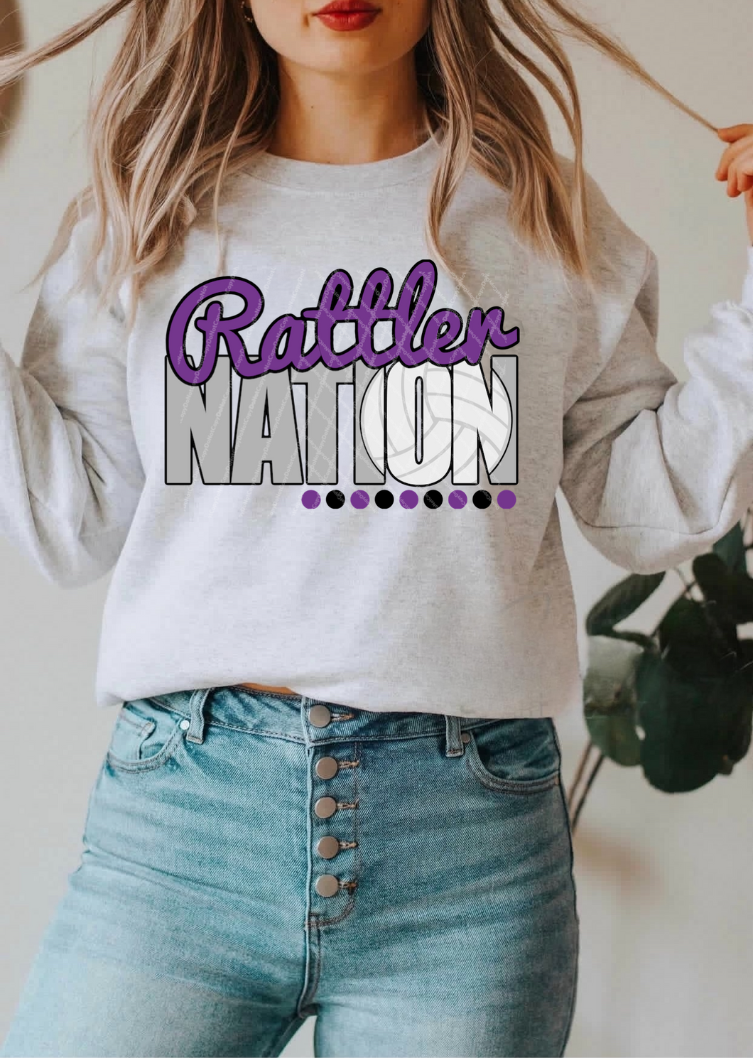 Rattler Nation w/ Volleyball - Purple & Black Text - 12 Color Options