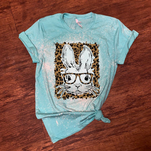 Hipster Bunny w/ Leopard Print Background
