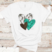 Load image into Gallery viewer, Heart Bundle 3 Hearts - Cow Print Leopard Turquoise