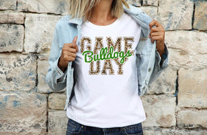 Bulldogs Game Day w/ Green & Leopard Print - 5 Style Options