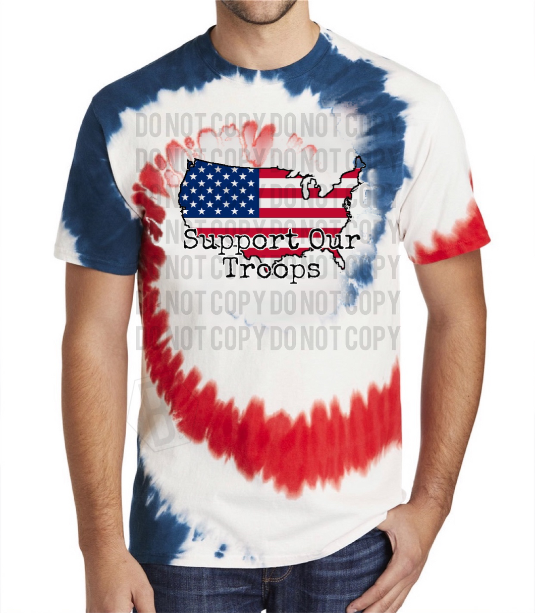 Support Our Troops Flag USA - Tie Dye