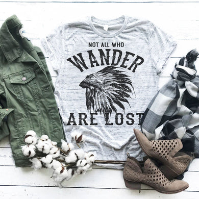 Not All Who Wander Are Lost - Black Ink - Ash Grey Tee