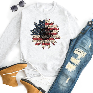 American Flag On Sunflower