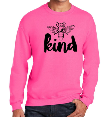 Bee Kind w/ Black Print - Pink Crewneck Sweatshirt