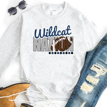 Load image into Gallery viewer, Wildcat Nation w/ Football - Blue &amp; White Text - 13 Color Options
