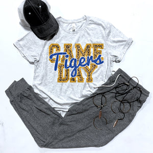 Tigers Game Day w/ Blue & Gold Leopard Print - 14 Color Options