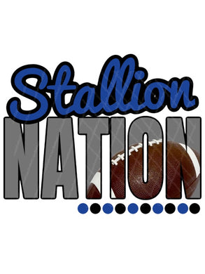 Stallion Nation w/ Football - Blue & Black Text - 12 Style Options