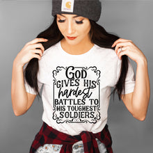 Load image into Gallery viewer, God Gives His Hardest Battles To His Toughest Soldiers w/ Ribbon