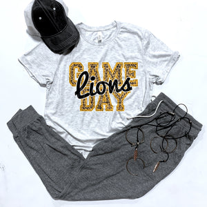 Lions Game Day w/ Black & Gold Leopard Print - 13 Color Options